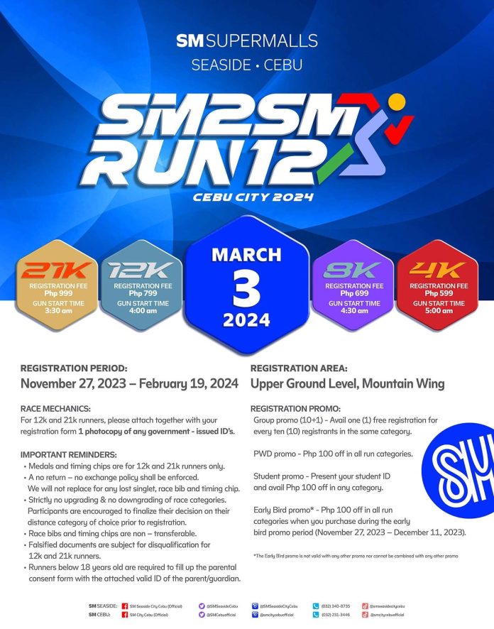 Philippines SM2SM Run 2024 in Cebu Opens Registration at SM Seaside